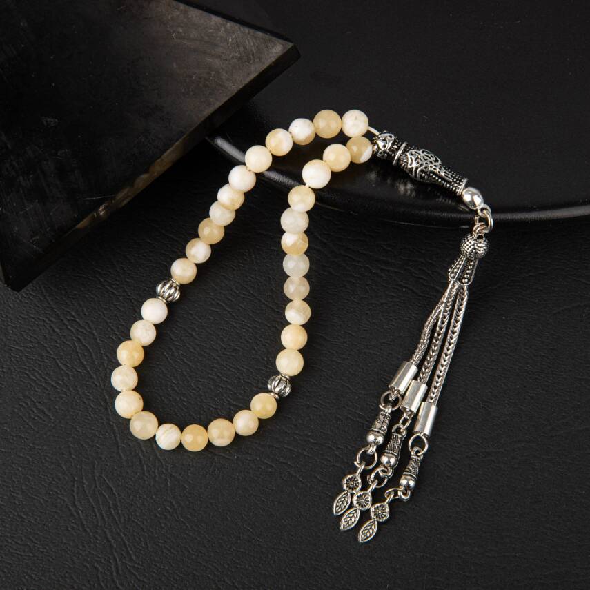 Aragonit Doğal Taş Tesbih 33lük - 6mm - 2