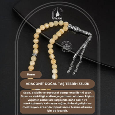 Aragonit Doğal Taş Tesbih 33lük - 8mm - 2