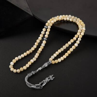 Aragonit Doğal Taş Tesbih 99luk - 6mm - 3