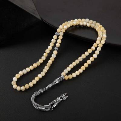 Aragonit Doğal Taş Tesbih 99luk - 6mm - Doğal Taş