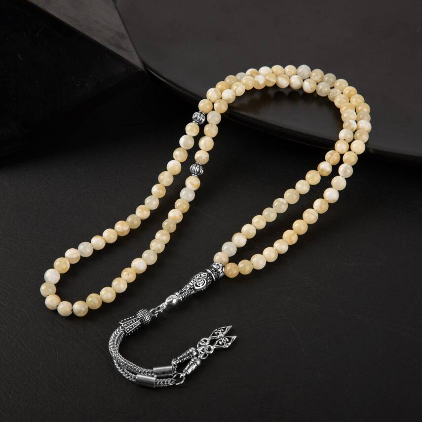 Aragonit Doğal Taş Tesbih 99luk - 6mm - 1