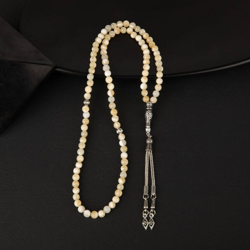 Aragonit Doğal Taş Tesbih 99luk - 6mm - 2