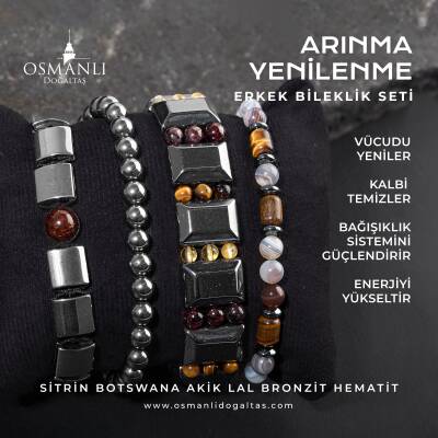 Arınma Yenilenme Doğal Taş Erkek Bileklik Seti - Osmanlı Doğaltaş