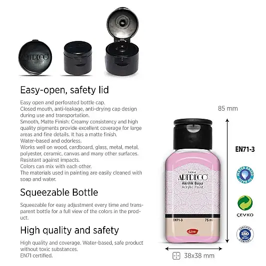 Artdeco Akrilik Boya 75 ml Pastel Renkler 6 Lı - 14