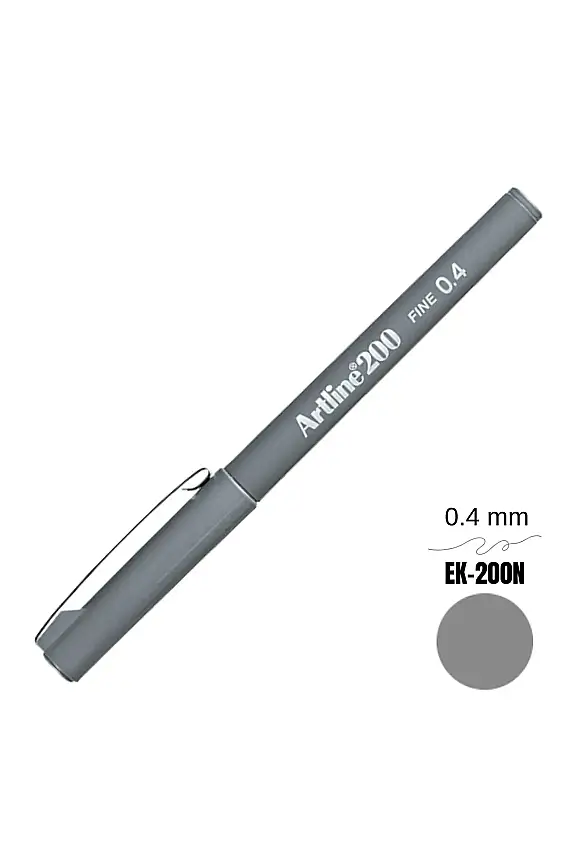 Artline 200 Fineliner 0.4 Keçe Uçlu Yazı Kalemi Gri - 1