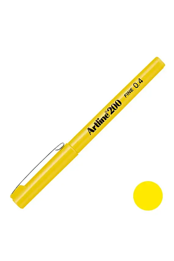 Artline 200 Fineliner 0.4 Keçe Uçlu Yazı Kalemi Sarı - 1