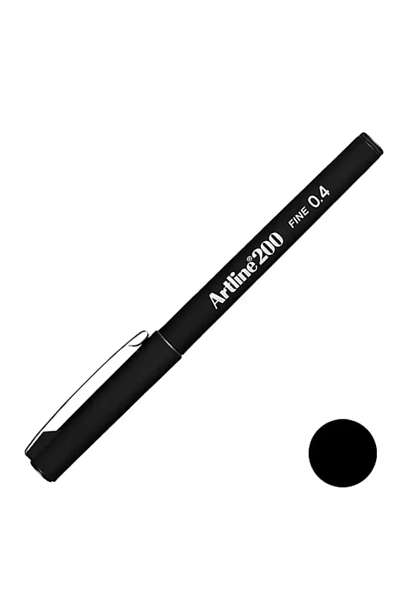 Artline 200 Fineliner 0.4 Keçe Uçlu Yazı Kalemi Siyah - 1