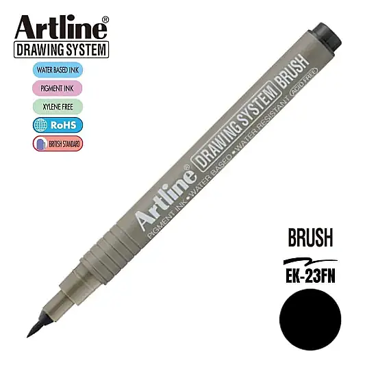 Artline Drawing System Brush Teknik Çizim Kalemi Siyah Fırça Uçlu - 6