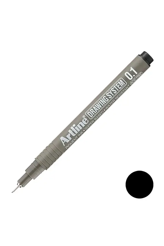 Artline Drawing System Teknik Çizim Kalemi Siyah 0.1 Uç - 1