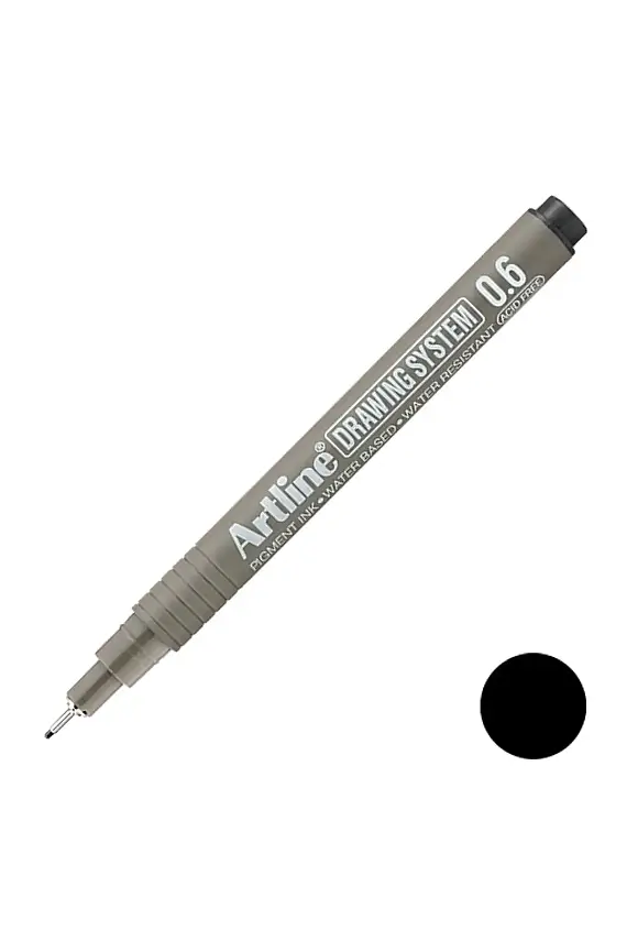 Artline Drawing System Teknik Çizim Kalemi Siyah 0.6 Uç - 1
