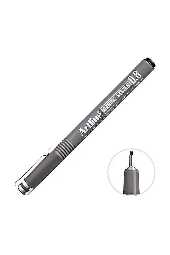 Artline Drawing System Teknik Çizim Kalemi Siyah 0.8 Uç - 1
