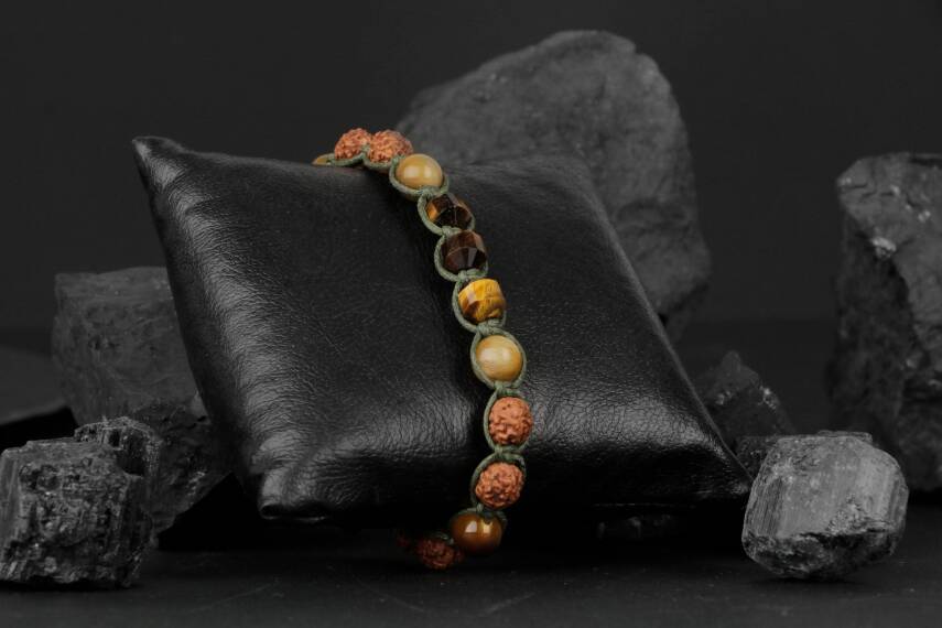 Asker Kaplan Gözü-Rudrashka Doğal Taş Bileklik - 2