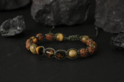 Asker Kaplan Gözü-Rudrashka Doğal Taş Bileklik - 3