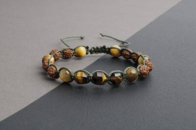 Asker Kaplan Gözü-Rudrashka Doğal Taş Bileklik - 5