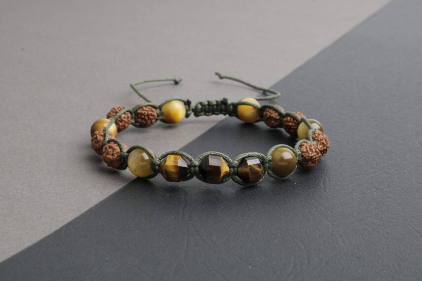 Asker Kaplan Gözü-Rudrashka Doğal Taş Bileklik - 5