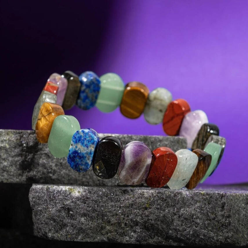 Aslan Burcu Bileklik Ametist, Golden Obsidyen, Jasper, Kaplan Gözü, Labradorit, Lapis Lazuli, Yeşil Aventurin - 1