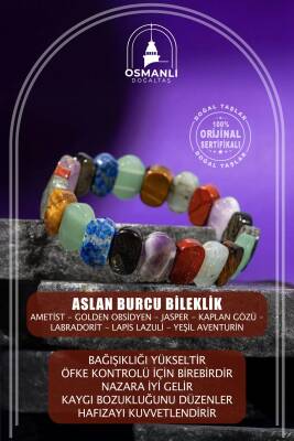 Aslan Burcu Bileklik Ametist, Golden Obsidyen, Jasper, Kaplan Gözü, Labradorit, Lapis Lazuli, Yeşil Aventurin - 2