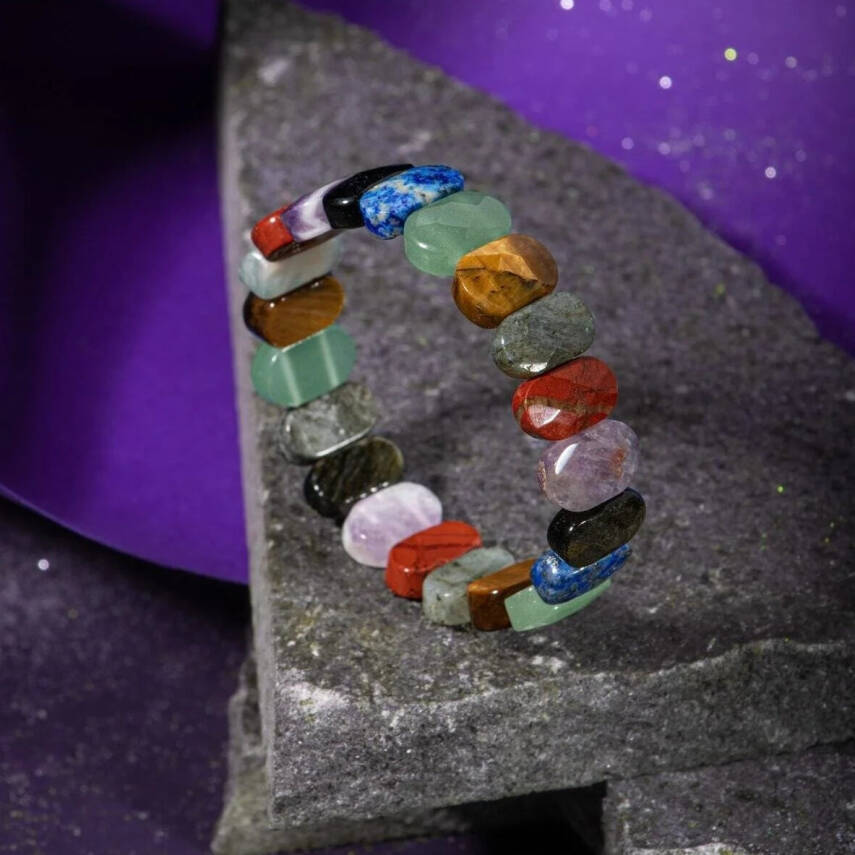 Aslan Burcu Bileklik Ametist, Golden Obsidyen, Jasper, Kaplan Gözü, Labradorit, Lapis Lazuli, Yeşil Aventurin - 5