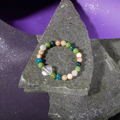 Aslan Burcu Bileklik Bordo Granat Lal, Bronzit, Güneş Taşı, Kırmızı Akik, Lapis Lazuli, Sitrin - Osmanlı Doğaltaş