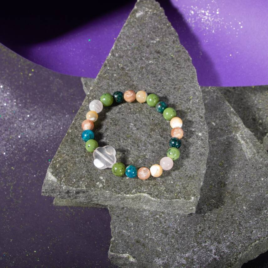 Aslan Burcu Bileklik Bordo Granat Lal, Bronzit, Güneş Taşı, Kırmızı Akik, Lapis Lazuli, Sitrin - 1