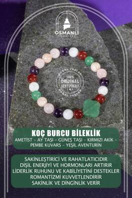 Aslan Burcu Bileklik Bordo Granat Lal, Bronzit, Güneş Taşı, Kırmızı Akik, Lapis Lazuli, Sitrin - 2