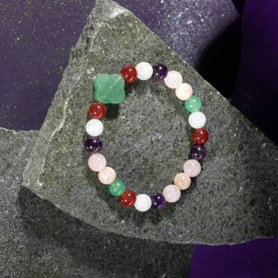 Aslan Burcu Bileklik Bordo Granat Lal, Bronzit, Güneş Taşı, Kırmızı Akik, Lapis Lazuli, Sitrin - 4