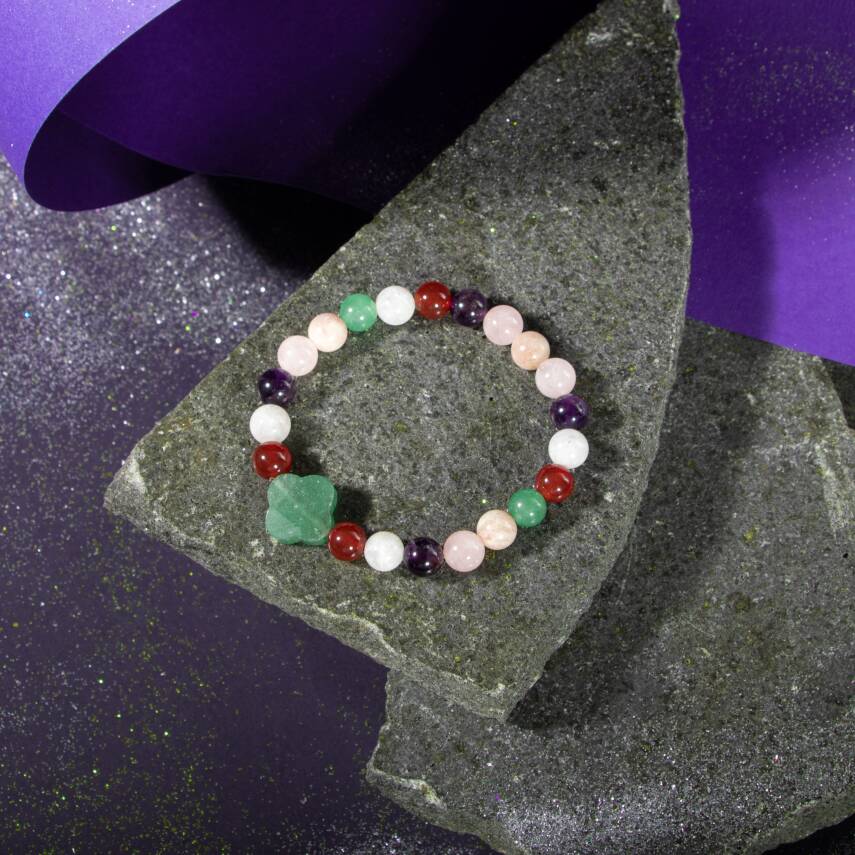 Aslan Burcu Bileklik Bordo Granat Lal, Bronzit, Güneş Taşı, Kırmızı Akik, Lapis Lazuli, Sitrin - 5