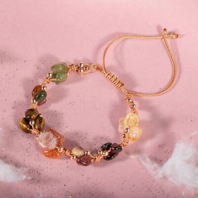 Aslan Burcu Bileklik Bordo Granat Lal, Güneş Taşı, Jasper, Kaplan Gözü, Kehribar, Renkli Turmalin, Sitrin - Osmanlı Doğaltaş