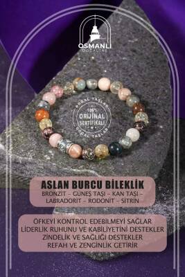 Aslan Burcu Bileklik Bronzit, Güneş Taşı, Kan Taşı, Labradorit, Rodonit, Sitrin - 2