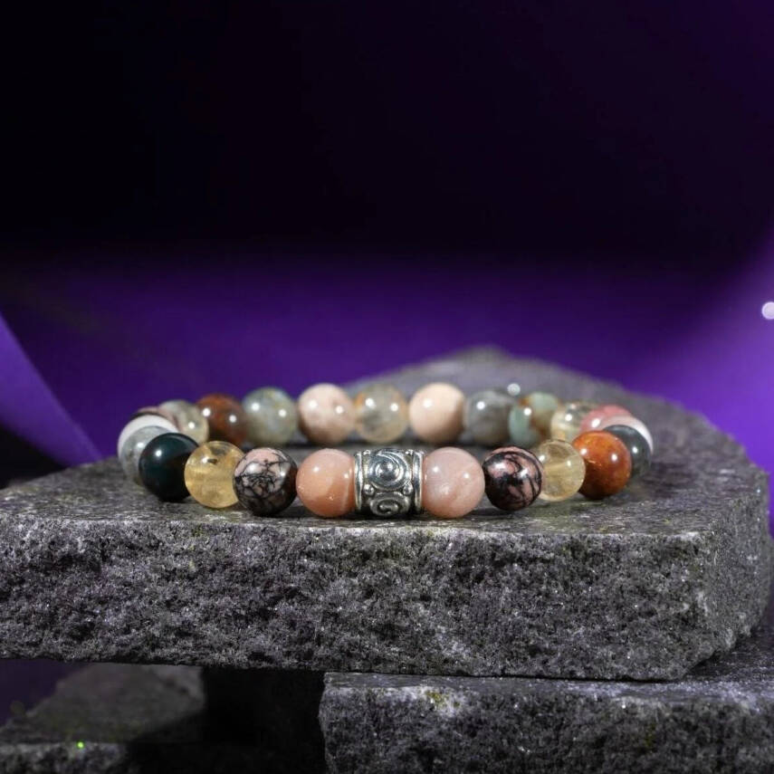 Aslan Burcu Bileklik Bronzit, Güneş Taşı, Kan Taşı, Labradorit, Rodonit, Sitrin - 3