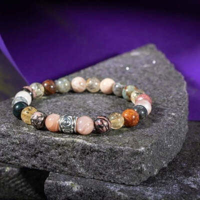 Aslan Burcu Bileklik Bronzit, Güneş Taşı, Kan Taşı, Labradorit, Rodonit, Sitrin - 5