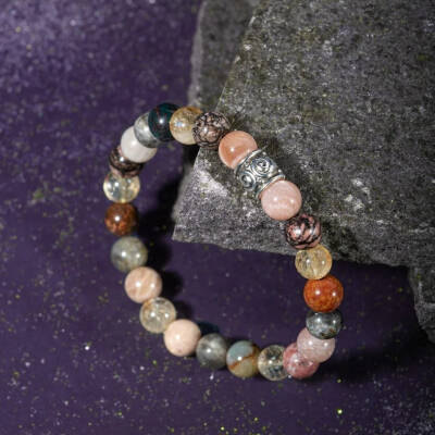 Aslan Burcu Bileklik Bronzit, Güneş Taşı, Kan Taşı, Labradorit, Rodonit, Sitrin - 6