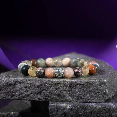 Aslan Burcu Bileklik Bronzit, Güneş Taşı, Kan Taşı, Labradorit, Rodonit, Sitrin - 8