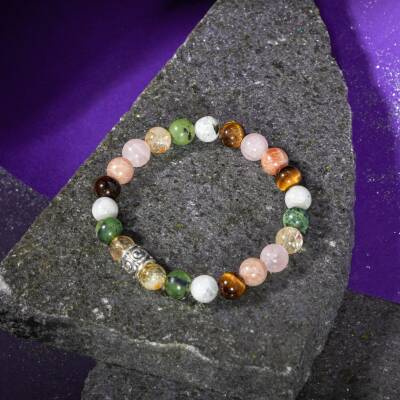 Aslan Burcu Bileklik Bronzit, Güneş Taşı, Kan Taşı, Labradorit, Rodonit, Sitrin - Osmanlı Doğaltaş