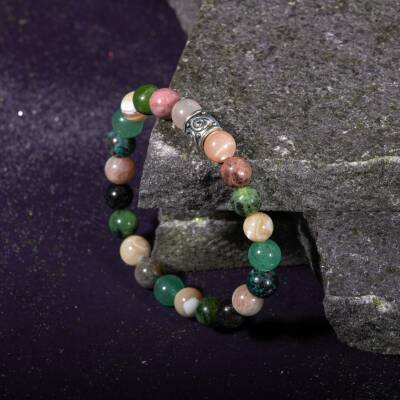 Aslan Burcu Bileklik Bronzit, Güneş Taşı, Kan Taşı, Labradorit, Rodonit, Sitrin - 3