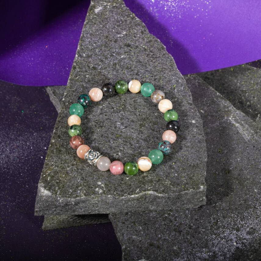 Aslan Burcu Bileklik Bronzit, Güneş Taşı, Kan Taşı, Labradorit, Rodonit, Sitrin - 5