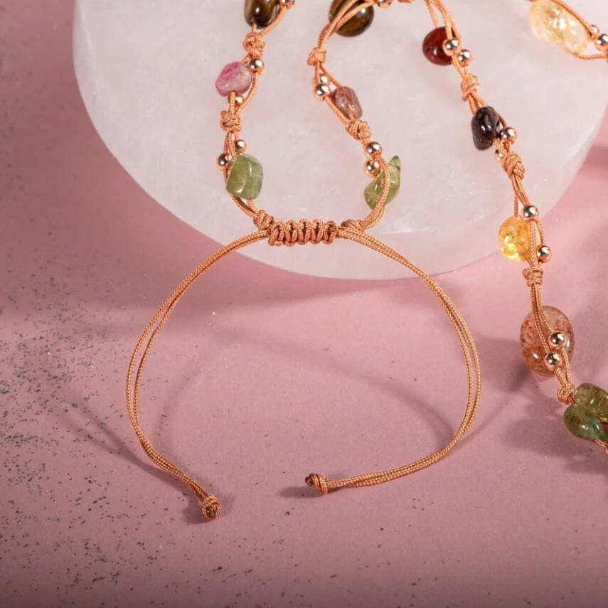 Aslan Burcu Kolye Bordo Granat Lal, Güneş Taşı, Jasper, Kaplan Gözü, Kehribar, Renkli Turmalin, Sitrin - 4