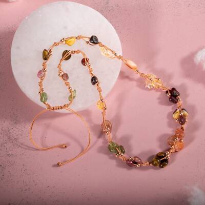 Aslan Burcu Kolye Bordo Granat Lal, Güneş Taşı, Jasper, Kaplan Gözü, Kehribar, Renkli Turmalin, Sitrin - 5