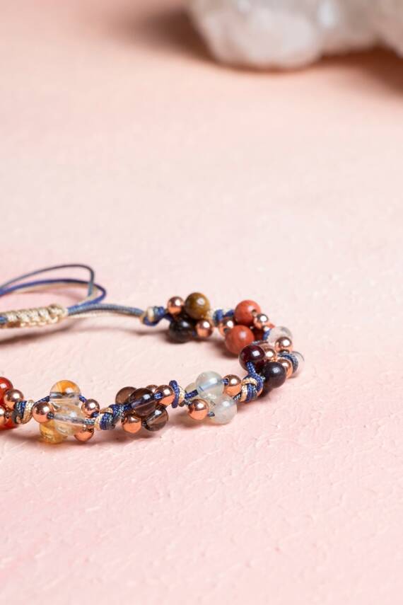 Aslan Burcu Zaza Tesbih Doğal Taş Bronzit, Dumortierit, Güneş Taşı, Jasper, Kalsit, Siyah Göz Akik - 2