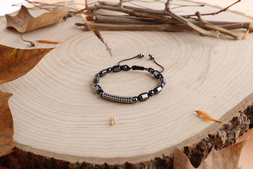 Avalon Hematit Zirkon Doğal Taş Bileklik - 3