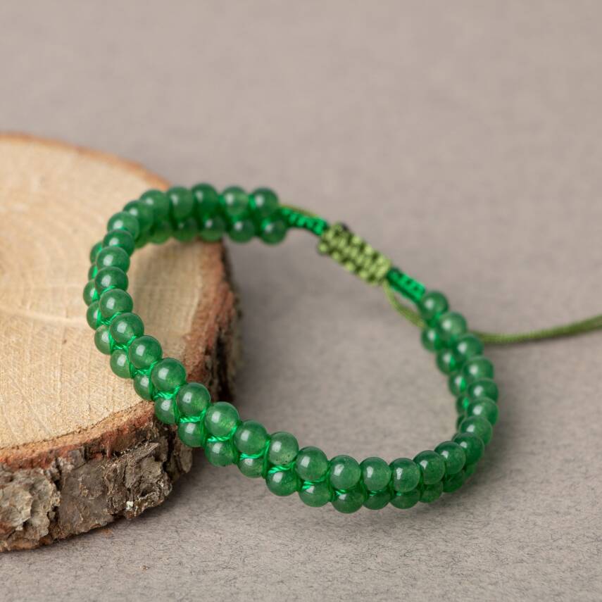 Aventurin 4mm Çift Sıra Doğal Taş Bileklik - 2