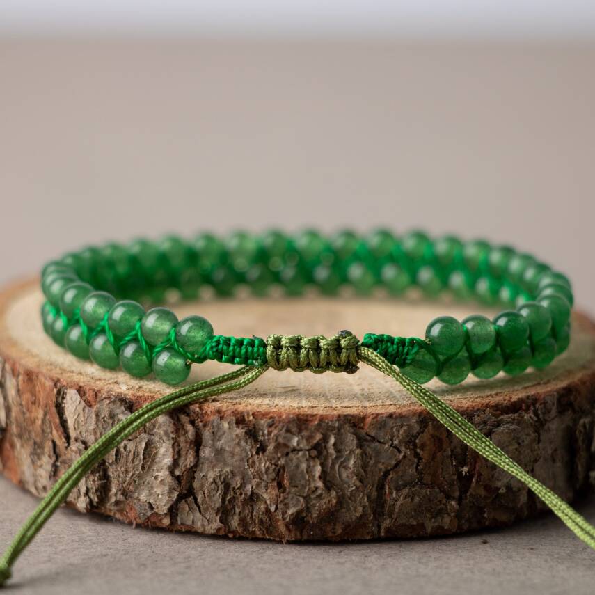 Aventurin 4mm Çift Sıra Doğal Taş Bileklik - 3