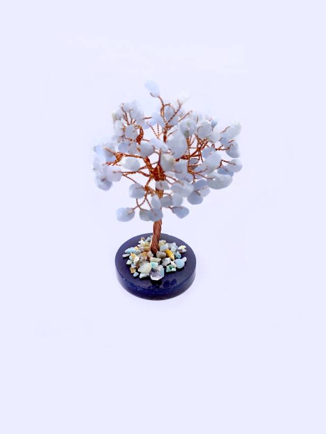 Aventurin Doğal Taş Ağaç- Akik Taşı Zemin Üzerine - 5