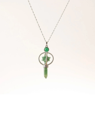 Aventurin Doğal Taş Markapon Yıldızlı Kolye, Gümüş Zincir - Osmanlı Doğaltaş