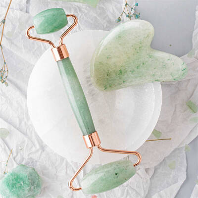 Aventurin Taşı Masaj Takımı - Roller ve Gua Sha Kalpli Set - 5