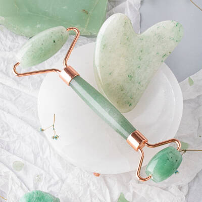 Aventurin Taşı Masaj Takımı - Roller ve Gua Sha Kalpli Set - Osmanlı Doğaltaş