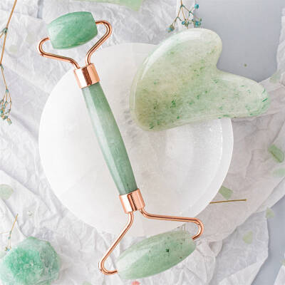 Aventurin Taşı Masaj Takımı - Roller ve Gua Sha Kalpli Set - 4