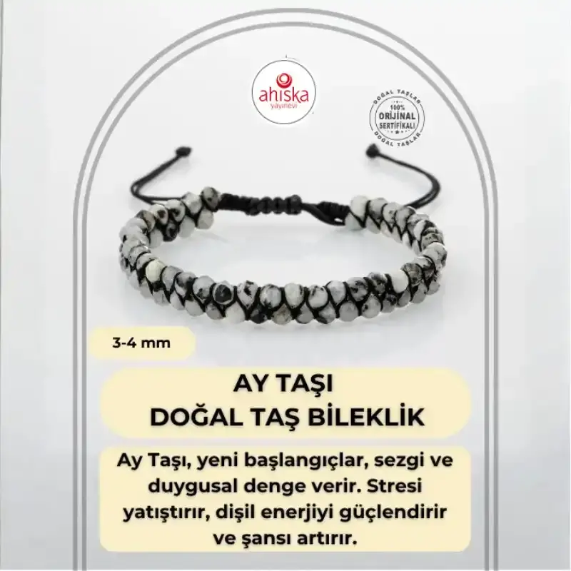 Ay Taşı 3-4mm Çift Sıra Doğal Taş Bileklik - 2