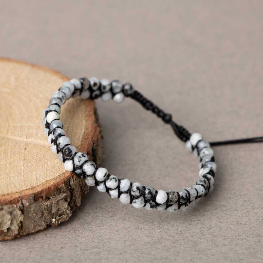 Ay Taşı 3-4mm Çift Sıra Doğal Taş Bileklik - 3