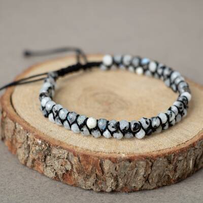 Ay Taşı 3-4mm Çift Sıra Doğal Taş Bileklik - Osmanlı Doğaltaş